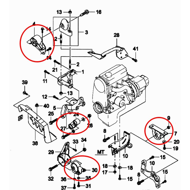 Bộ cao su chân máy Matiz, Bộ cao su chân đỡ máy / đỡ động cơ Matiz