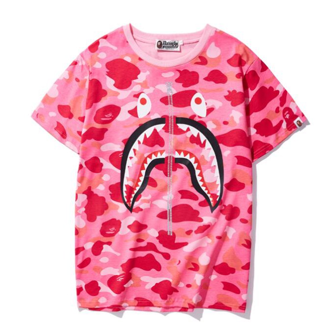 Áo thun cotton tay ngắn in họa tiết BAPE trẻ trung thời trang