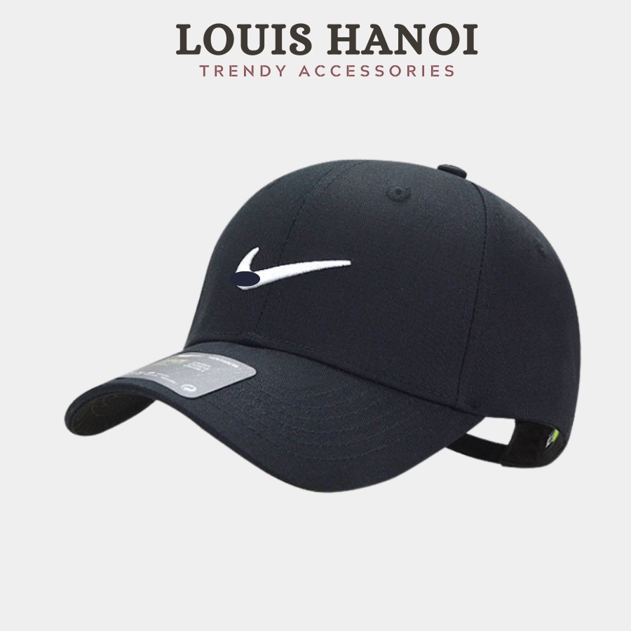 Mũ lưỡi trai nam nữ Louis Hanoi cao cấp - Nón kết thêu logo Nike 3 màu Đen, Trắng, Be siêu đẹp