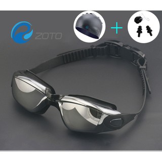 Combo kính bơi tráng gương + mũ bơi + nút tai + kẹp mũi