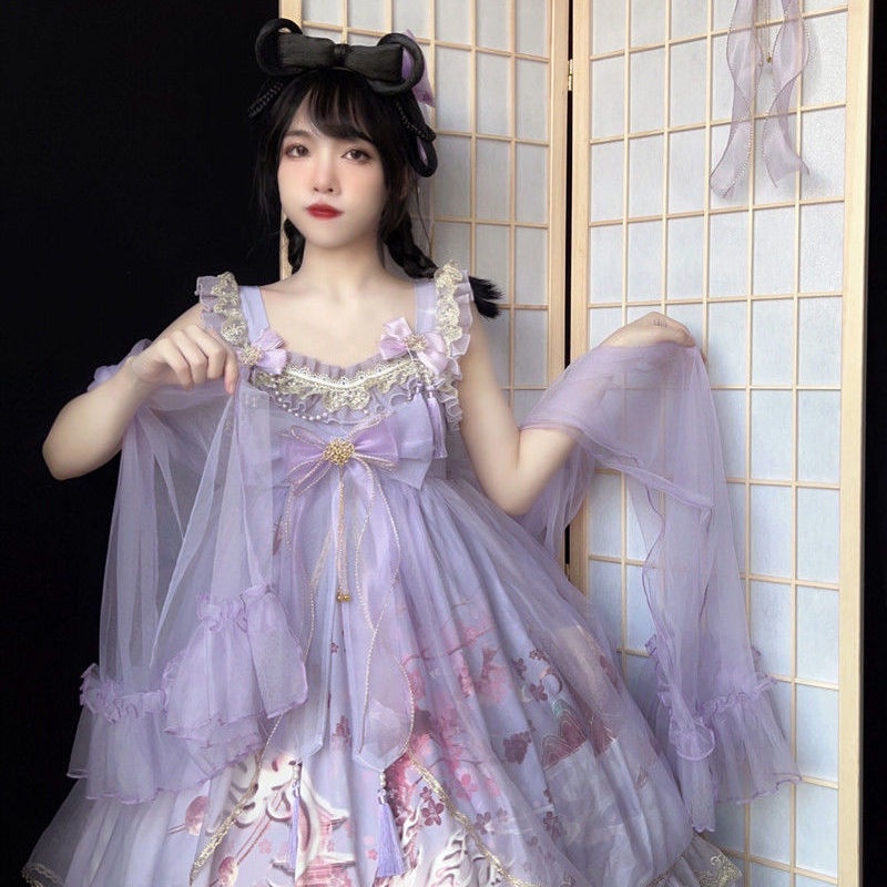 Đầm hai dây màu đỏ phong cách lolita thời trang năm mới