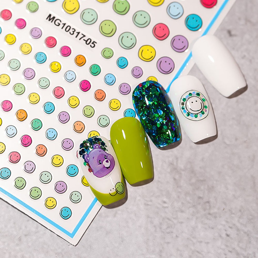 [Hàng mới về] Miếng Dán Trang Trí Móng Tay Hình Biểu Tượng Cảm Xúc Xinh Xắn