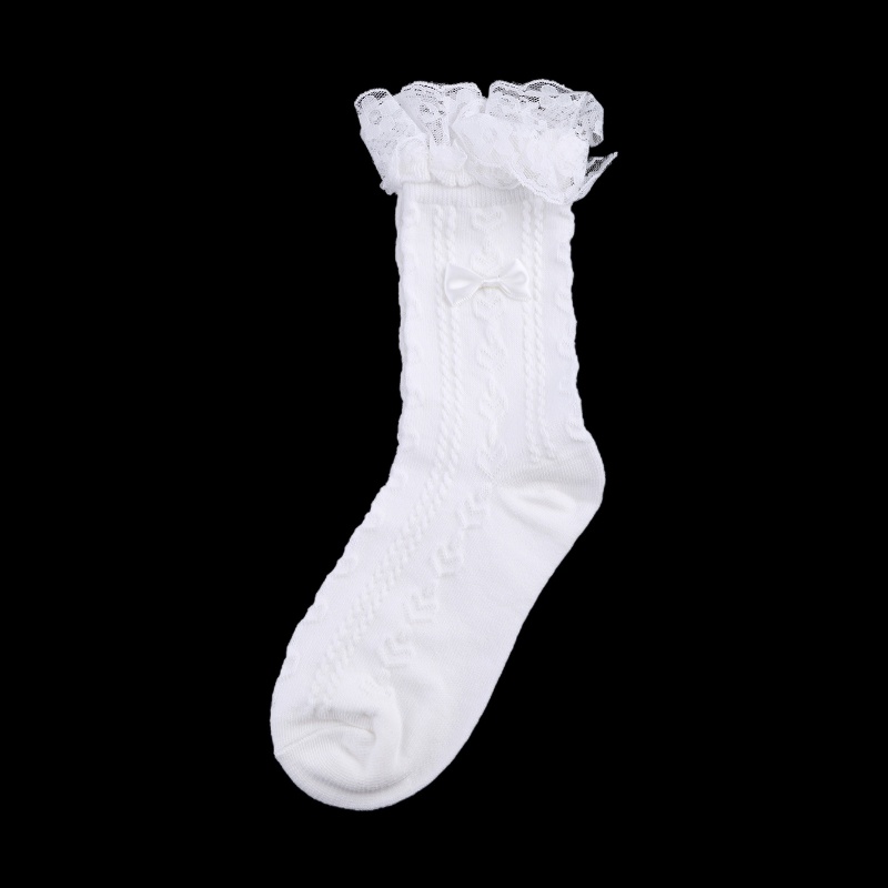 Vớ thời trang vải cotton phong cách mùa hè phối bèo thắt nơ kiểu dệt kim nhiều màu ngọt ngào đáng yêu dành cho phái nữ