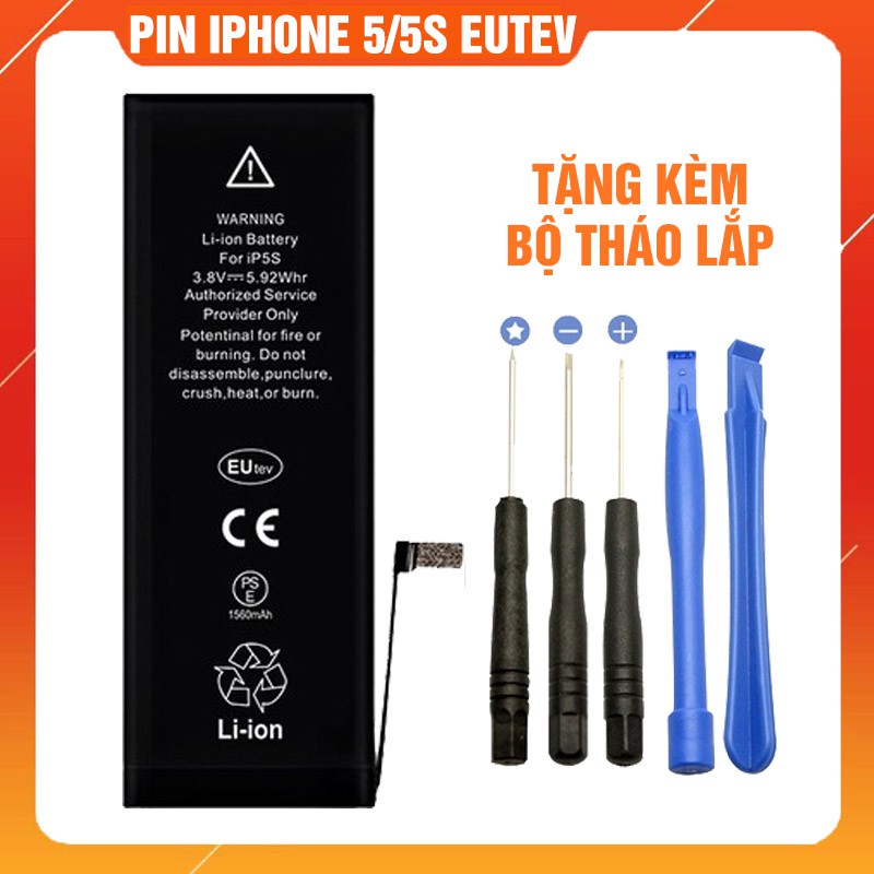 Pin iphone 5/ 5s - EUTEV Chính hãng - Bảo hành 12 tháng - Hoàn tiền 100% nếu không hài lòng
