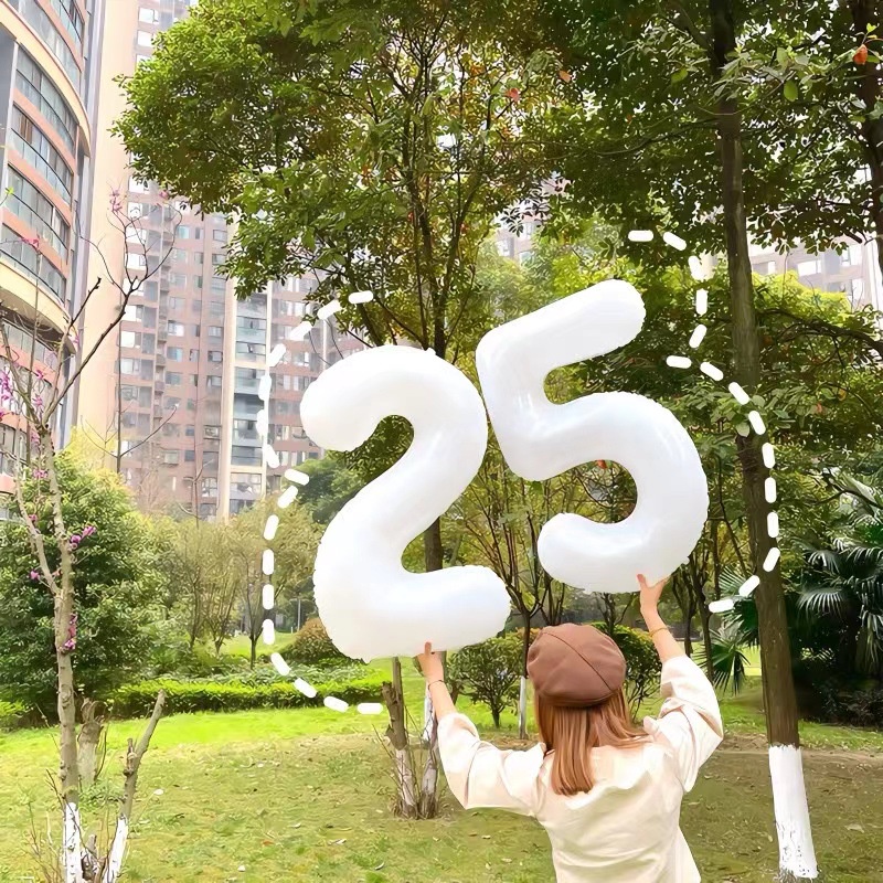 Bong bóng chữ số màu trắng size đại, trang trí sinh nhật, chụp ảnh siêu đẹp