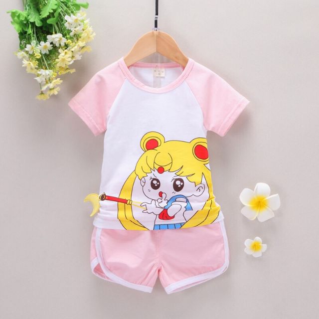 Bộ cotton bé gái 💥Bộ quần áo cộc tay trẻ em 8-18kg 💥Quần áo mùa hè trẻ em M38