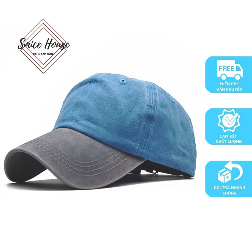 Nón mũ lưỡi trai jeans bụi bạc màu kết hợp 2 màu dành cho cả nam và nữ - Smice House