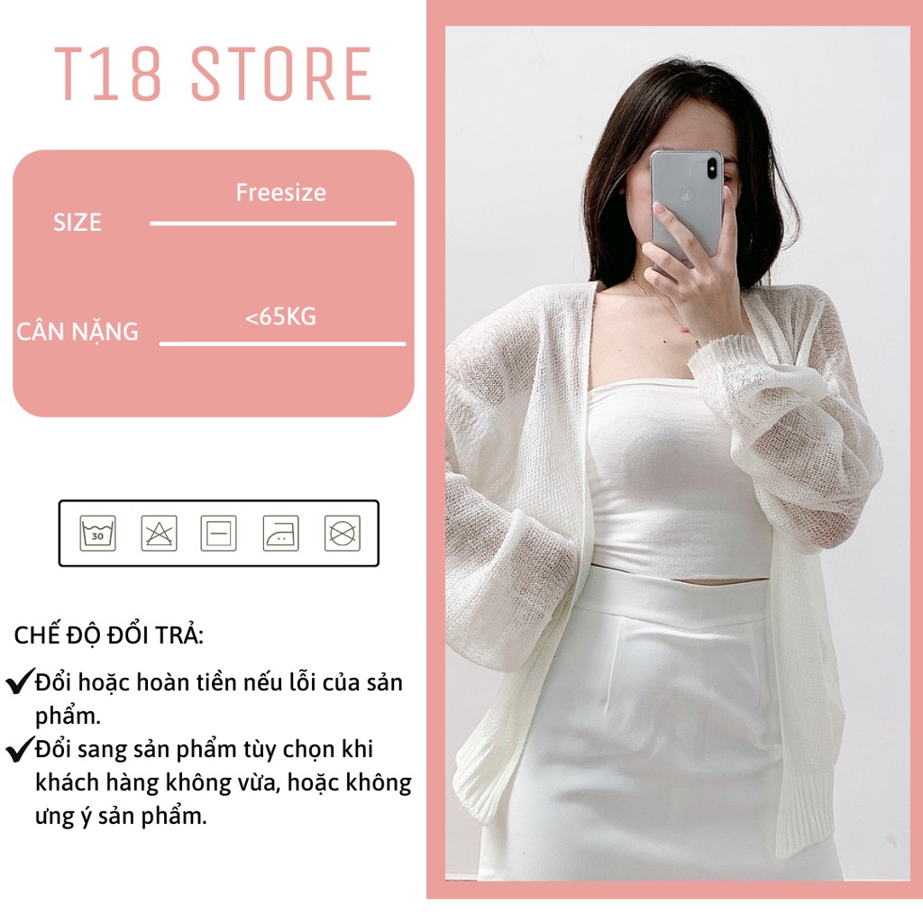 Áo cardigan nữ len mỏng form rộng ulzzang dệt kim dáng dài T18 STORE CD01