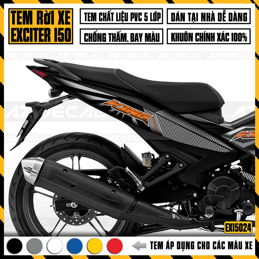 Tem Rời Dán Xe Exciter 150 Mẫu King Drag | 2EX15024 | Decal Chế Dán Xe Máy EX150 Chống Nước, Bền Màu