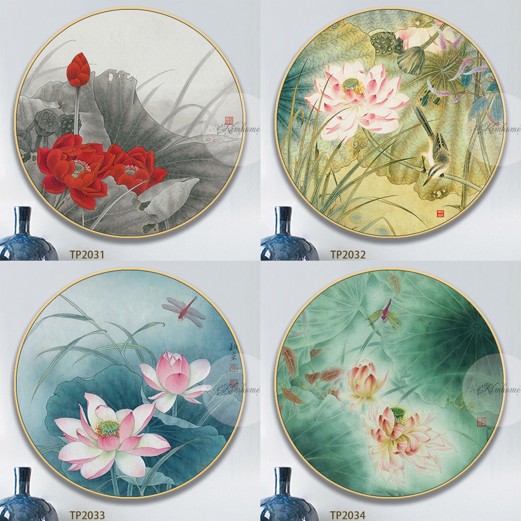 Hoa Sen Cực Đẹp - Tranh Canvas - Tranh Tròn Hoa Sen