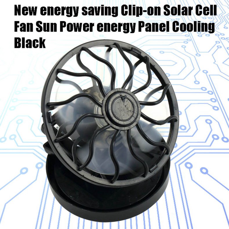 [SPY] New energy saving Clip-on Solar Cell Fan Sun Power energy Panel Cooling Black