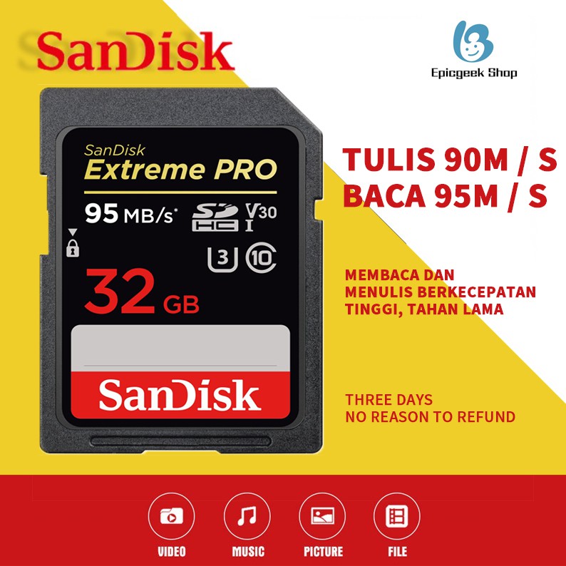 Thẻ Nhớ Máy Ảnh Sandisk Sdhc Sandisk Extreme Pro 32gb 64gb 128gb 95mb / S U3
