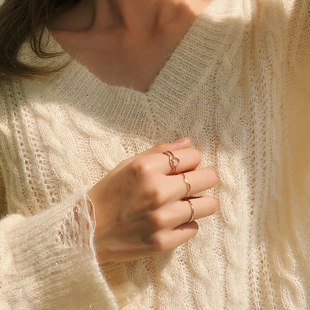 Bộ 4 nhẫn thiết kế đơn giản phong cách Hàn thời trang cho nữ