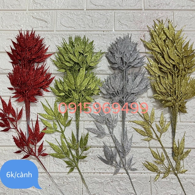 lá tre nhũ lấp lánh trang trí