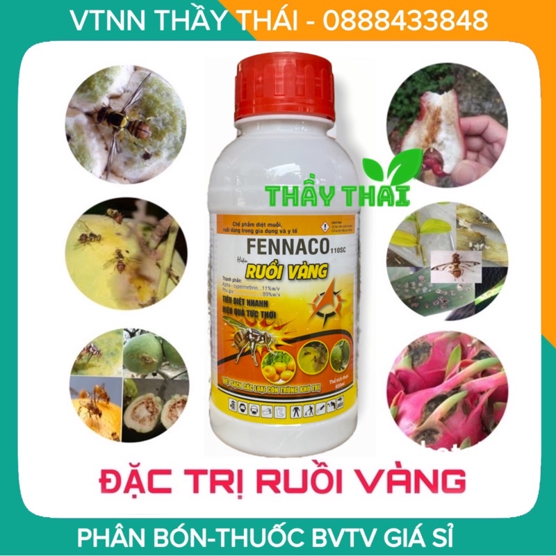 Ruồi vàng Santoso 100SC; Fennaco 110SC chai 450ml diệt ruồi vàng đục trái,ruồi chích quả