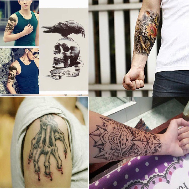 [SIÊU GIẢM GIÁ 4 TẤM HÌNH XĂM DÁN TATOO NAM LOẠI TO ] COMBO 4 MIẾNG DÁN HÌNH XĂM TO CỰC ĐẸP 15x22CM DÀNH CHO NAM