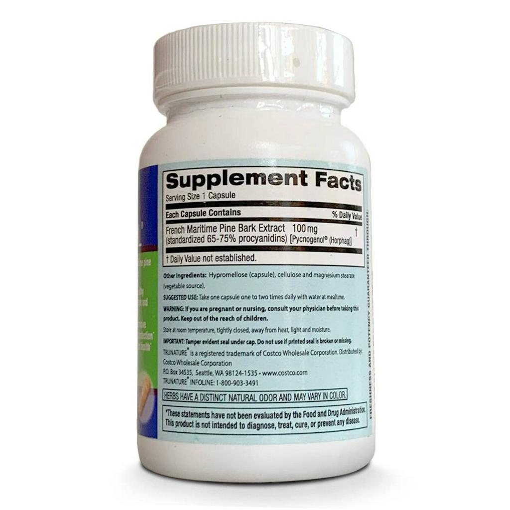 Hỗ trợ sức khỏe toàn diện từ nhựa cây thông Trunature Pycnogenol 100mg 60 viên