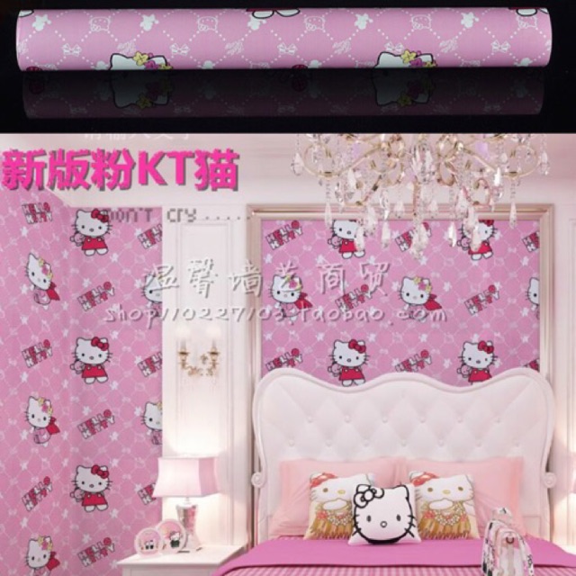 Giấy Dán Tường Hình Hello Kitty Đôi Cánh