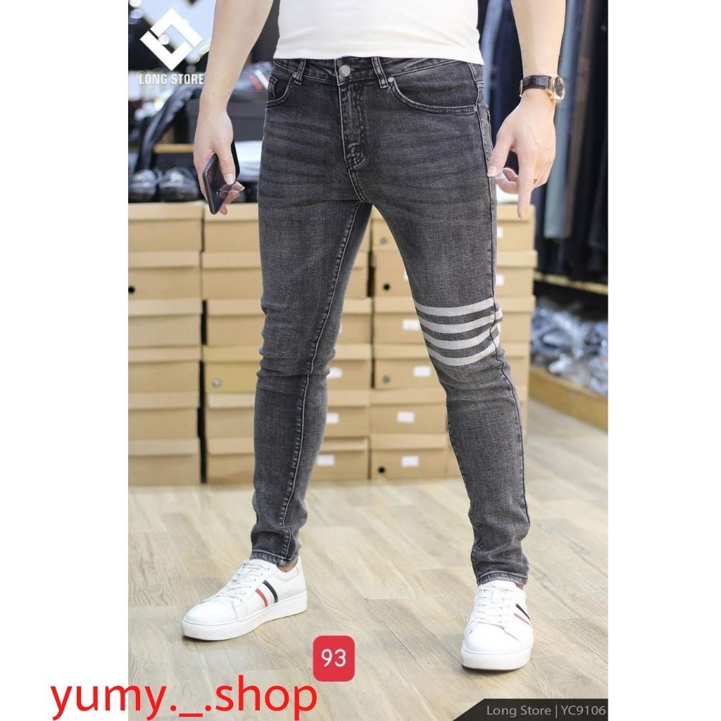 Quần Jean Nam Chất Bò Xám Trơn Họa Tiết Kẻ Gạch AD93JM Co Giãn 4 Chiều Mang Phong Cách Trẻ Trung(44 - 75KG)