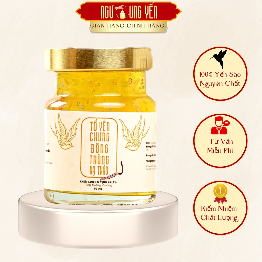 Tổ Yến Sào Chưng Sẵn Nguyên Chất Đông Trùng Hạ Thảo Ngự Cung Yến hộp 70ml