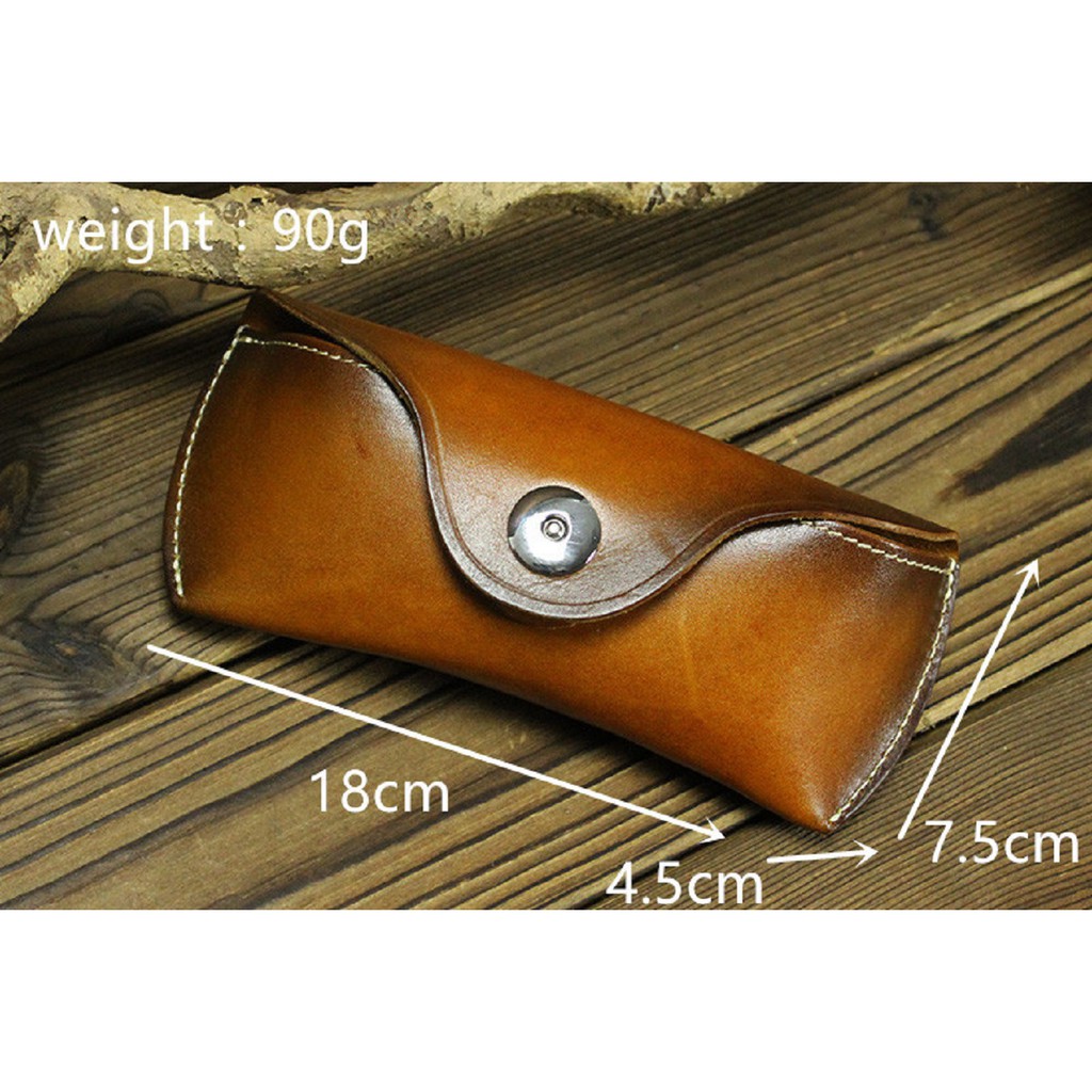 Bao đựng kính da bò thật loại một lên màu thủ công bằng tay cực đẹp BK01 - Retro nâu sậm, nâu vàng