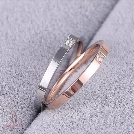 Nhẫn đính đá kiểu dáng đơn giản sang trọng cho nam &amp; nữ