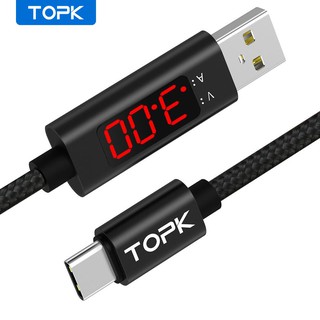 Cáp Sạc Nhanh TOPK AC27 Cổng Táo Type-C Hiển Thị Điện Áp Và Dòng Điện-