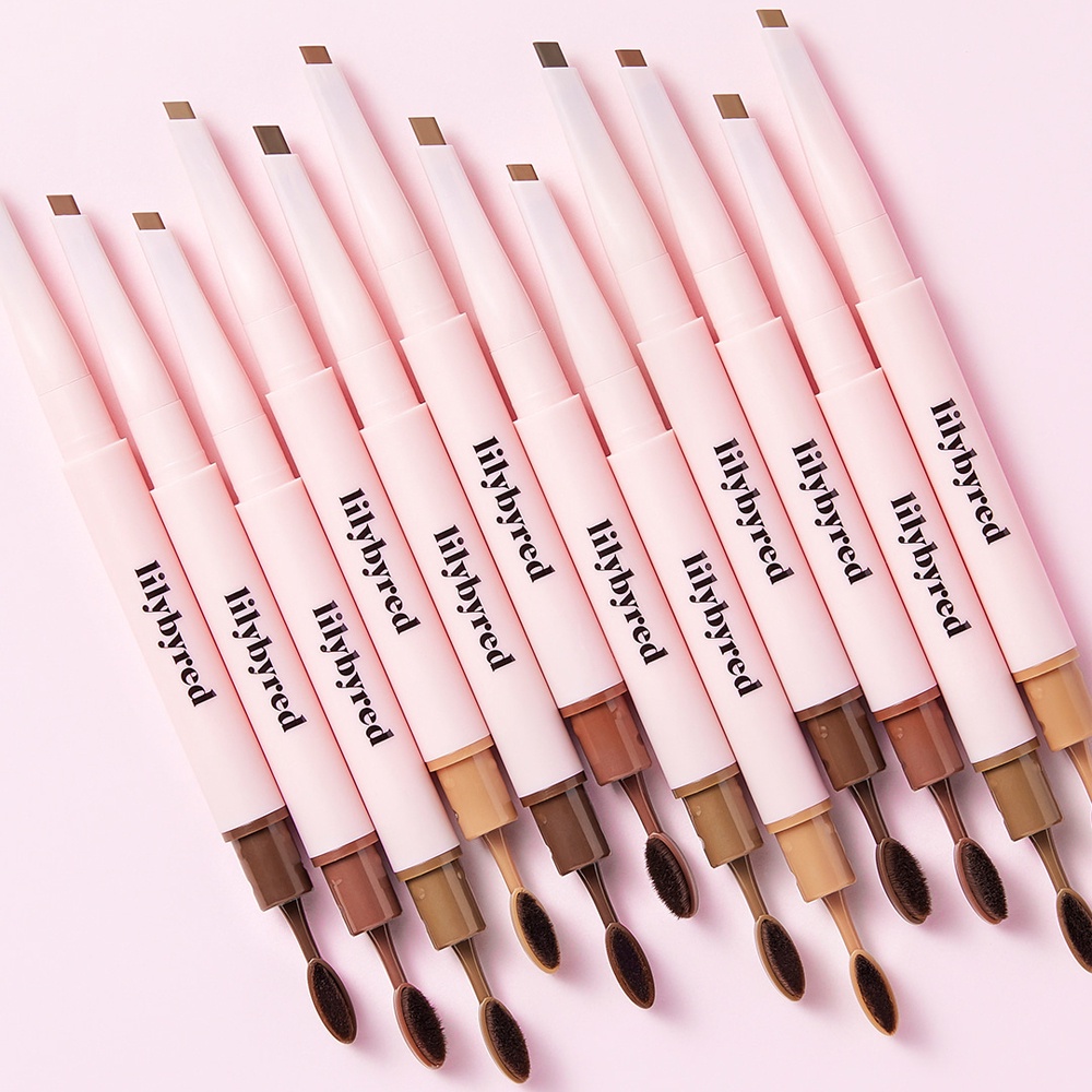 Chì kẻ mày Lilybyred Hard Flat Brow Pencil 2 đầu Siêu Mảnh, Chống Trôi _ HSD: 07/2023