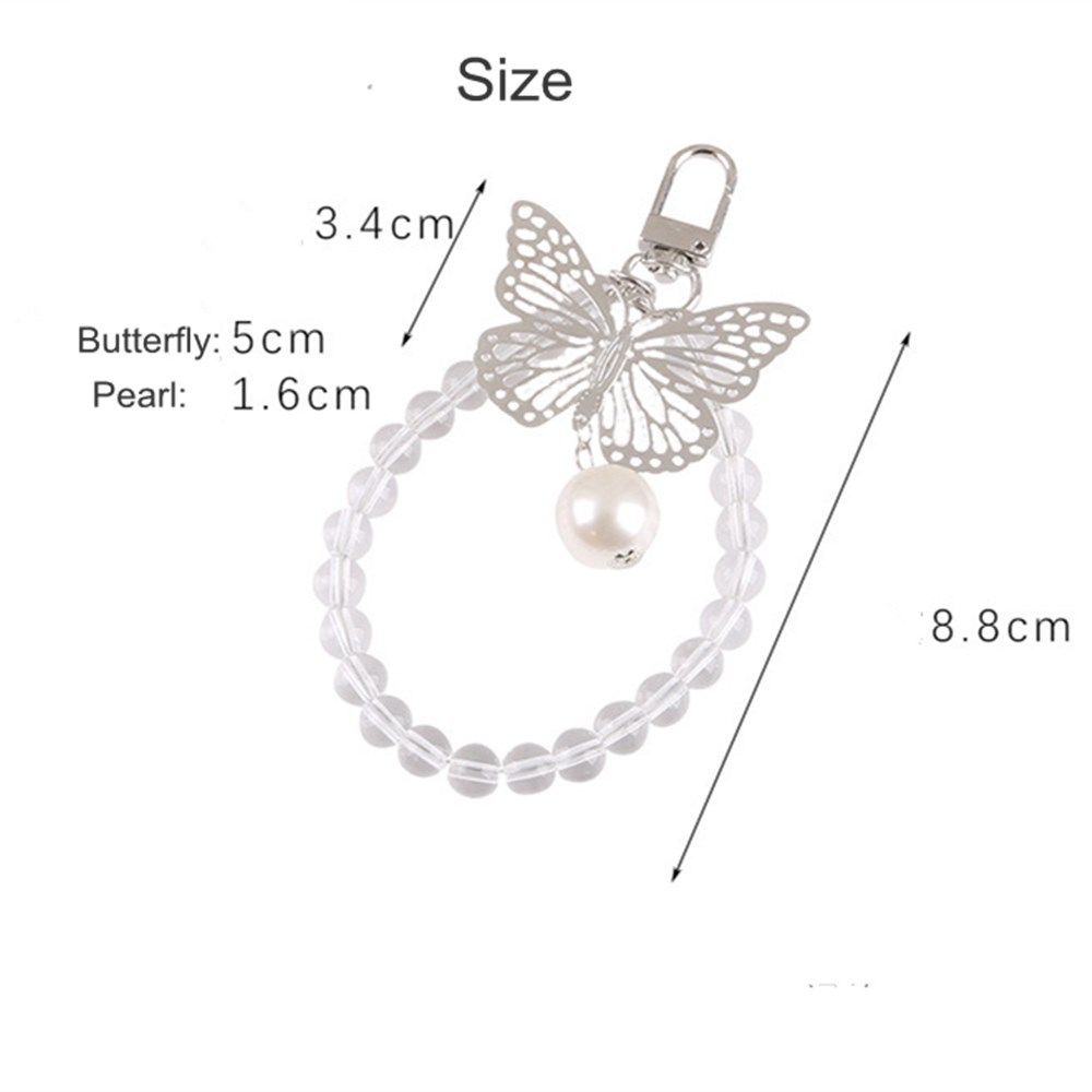 ☆FKILLA☆ Bướm đầy màu sắc Dây đeo chìa khóa Hạt Vòng tay cho Túi điện thoại Mặt dây chuyền Kim loại Mặt dây chuyền Ngọc trai Móc khóa Cho Quà tặng Phụ nữ