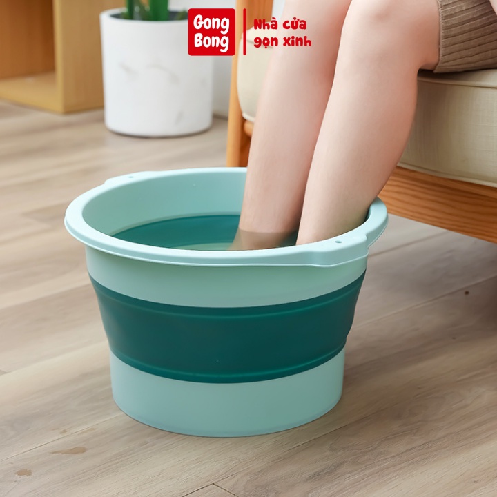 Chậu ngâm chân gấp gọn silicon massage chân thư giãn size to thau gấp gọn thông minh tiện ích gia đình