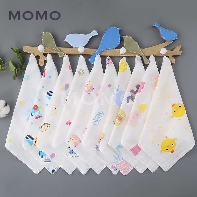 Khăn Tay Cotton 2 Lớp Hình Vuông Kích Thước 25x25cm Tiện Dụng Cho Bé