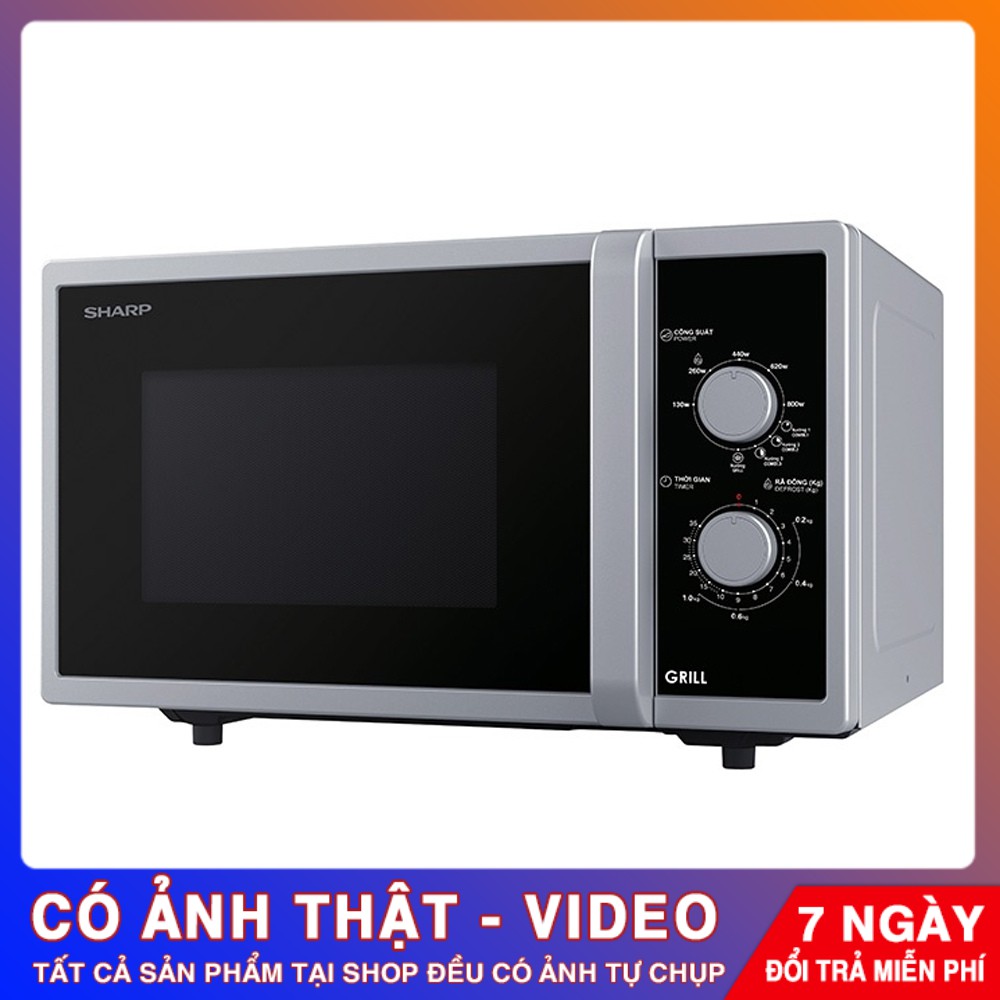 Lò Vi Sóng Có Nướng Sharp R-G322VN-S – 23 Lít Nướng 1000W – Chính Hãng Phân Phối – Bảo Hành 12 Tháng