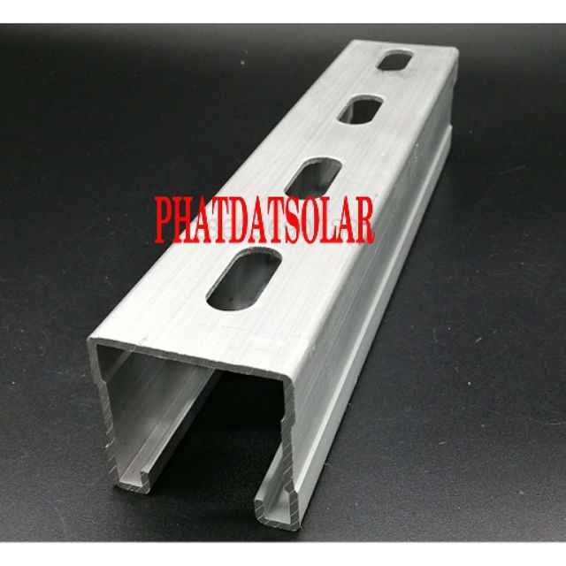 Rail nhôm mini  lắp đặt tấm pin mặt trời bắt trực tiếp vô mái tôn không cần pass L