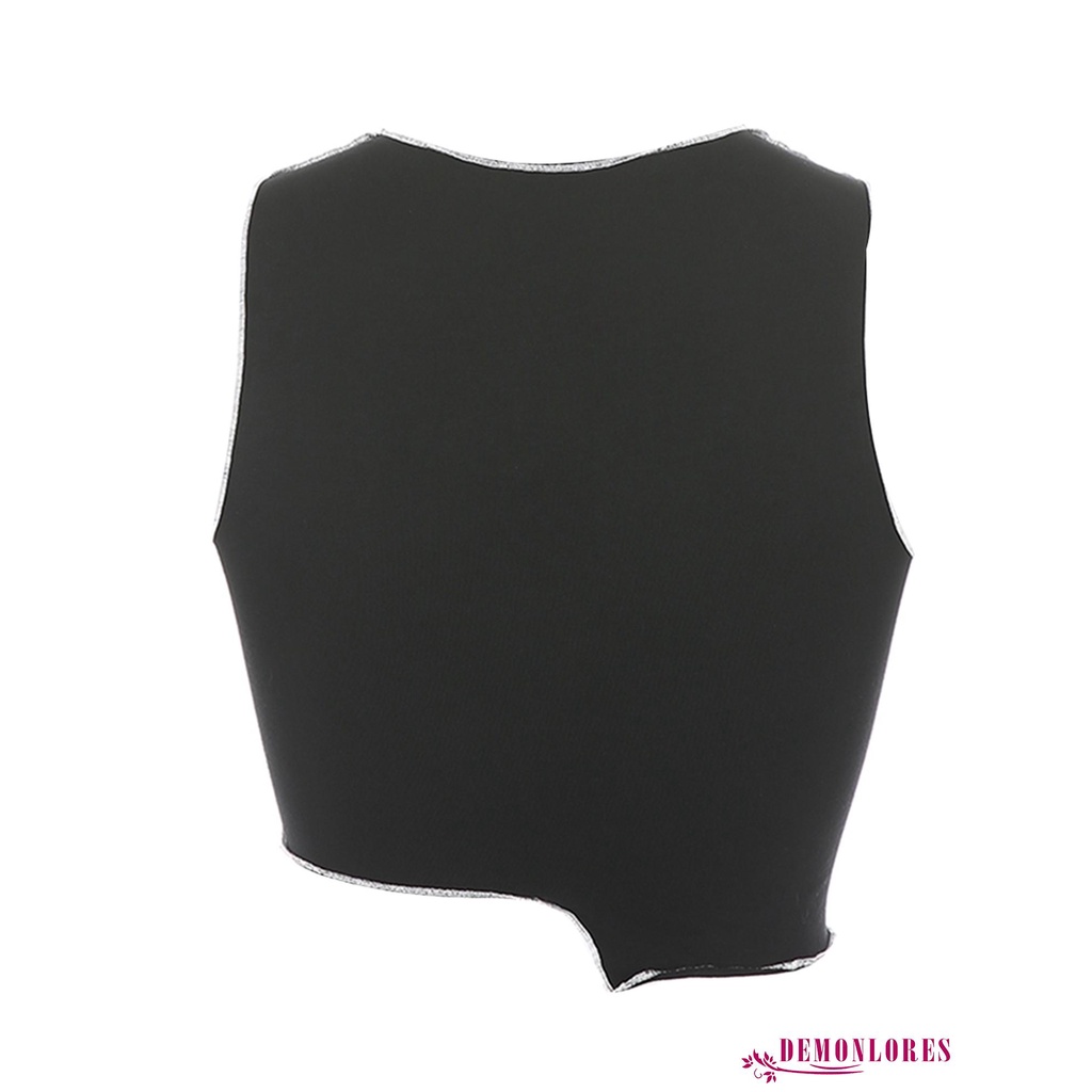 Áo Croptop Lửng Không Tay Họa Tiết Sọc Ngang Thời Trang Nữ Quyến Rũ