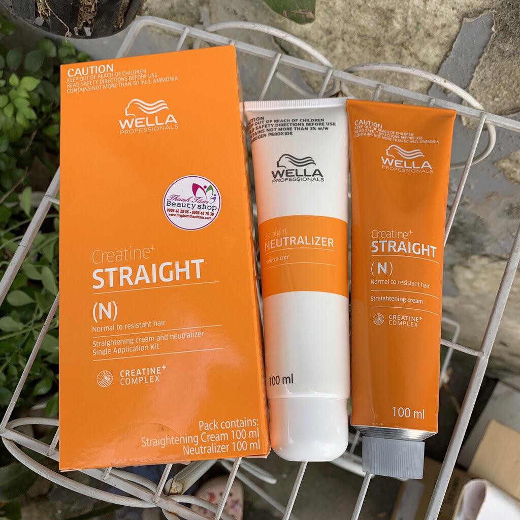 Thuốc duỗi tóc Wella màu cam dạng gel, giúp duỗi tóc thẳng vượt trội, không gây khô xơ tóc, chăm sóc tóc