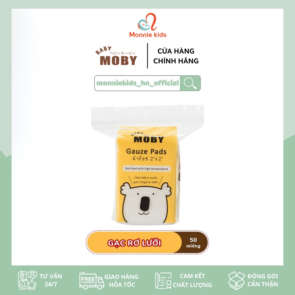 [Hàng Chính Hãng] RƠ LƯỠI MOBY COTTON TỰ NHIÊN 50 MIẾNG