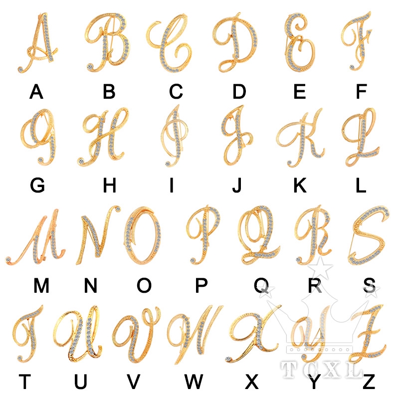 Cài áo hình chữ cái Alphabet đính đá phong cách thanh lịch dành cho nữ