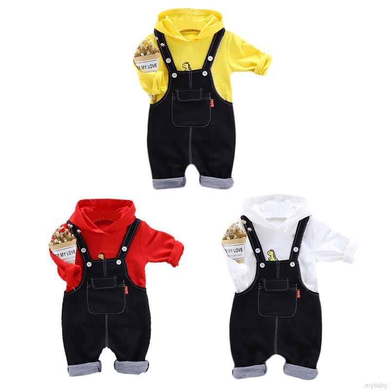 My Baby  Autumn Baby Boy Outfits Long Sleeve Cartoon Hoodie Sweatshirt+Strap Trousers