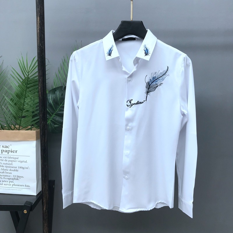 Áo Sơ mi nam 💚𝗙𝗥𝗘𝗘𝗦𝗛𝗜𝗣💚 áo sơ mi  nam nữ trắng cặp đôi dài tay công sở hoa đào