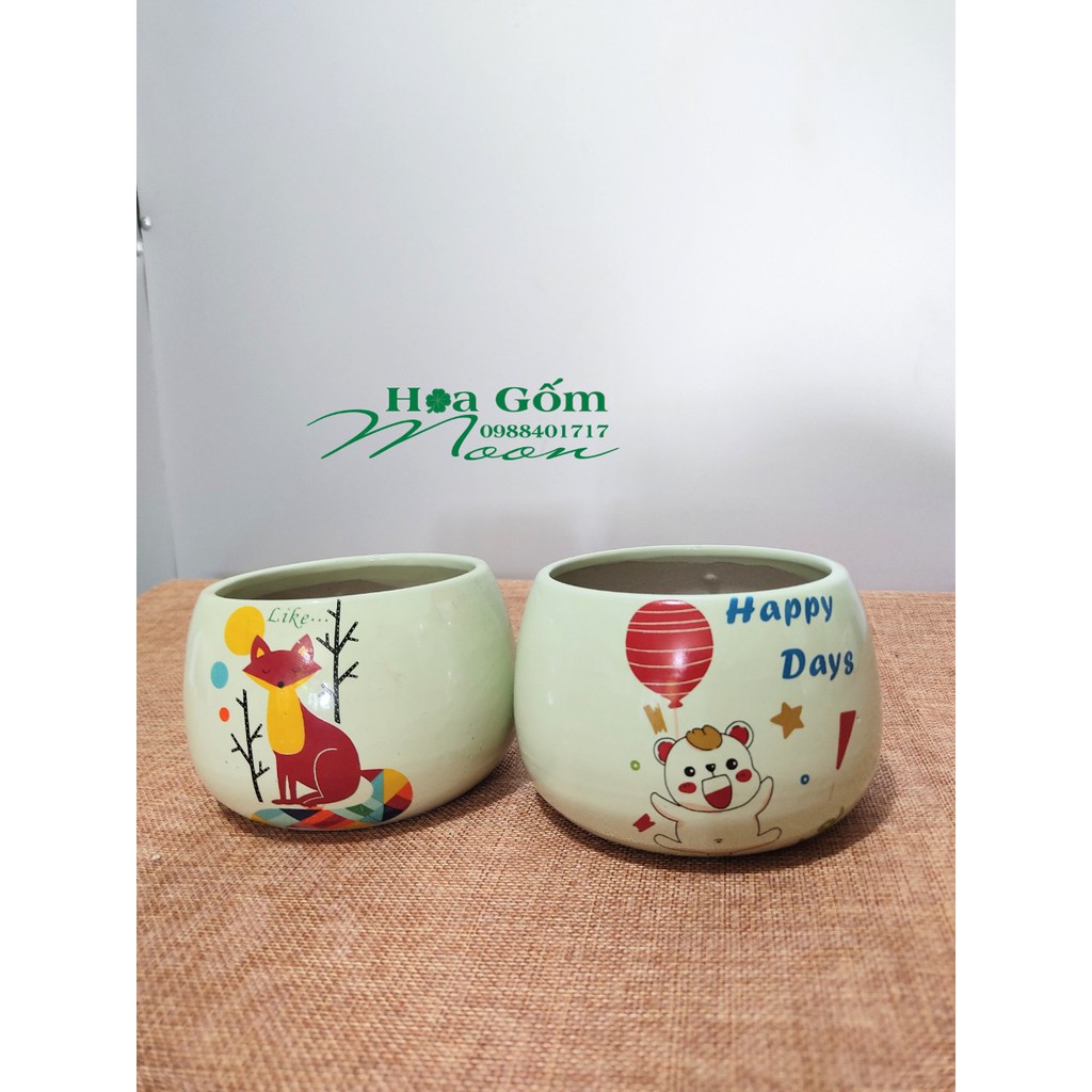 Chậu Sứ Trụ Tròn Trồng Sen Đá, Xương Rồng, Cây Kiểng Mini, Cây Để Bàn, Cây Tiểu Cảnh , Bonsai Cao 8 cm