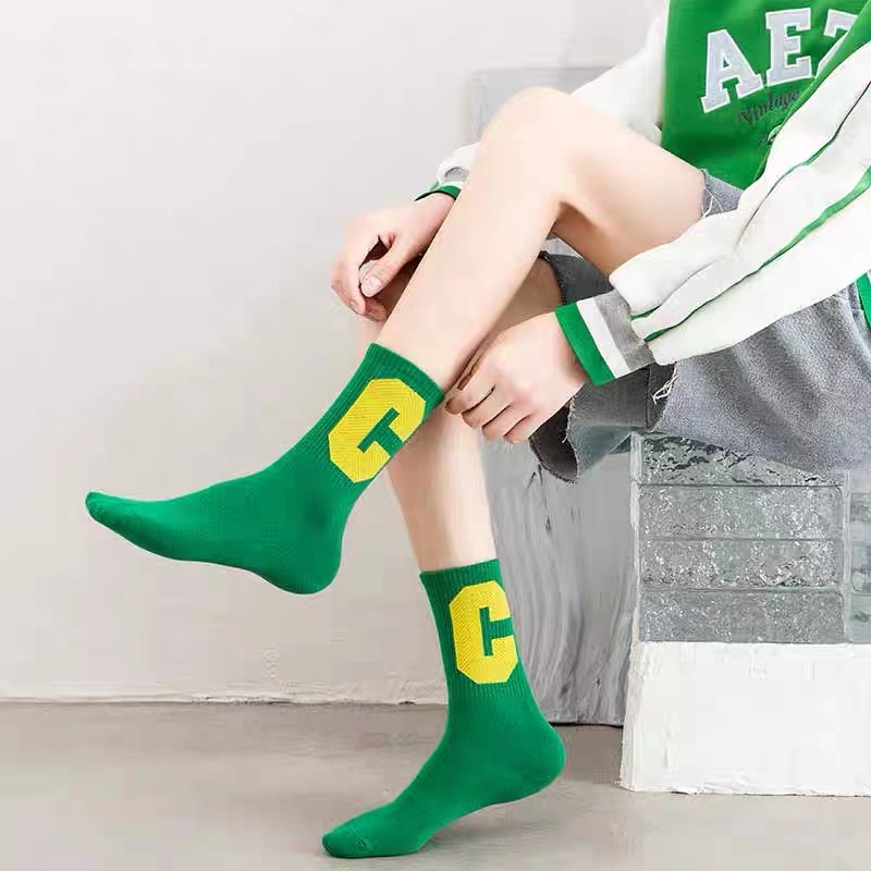 Vớ Cotton In Chữ C Phong Cách Hàn Quốc Thời Trang Mùa Thu Mới Cho Nữ