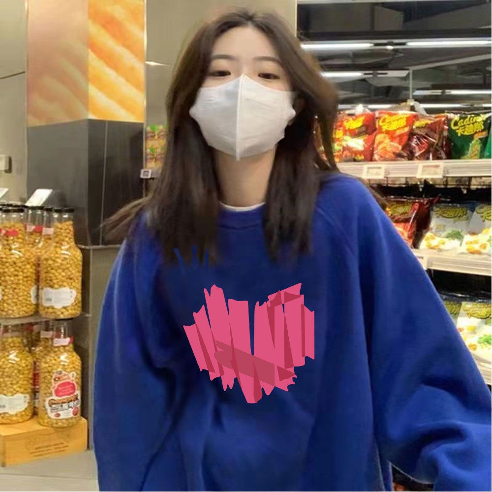 Áo Thun Sweater Mỏng Tay Dài Dáng Rộng In Hình Gấu / Dâu Tây Dễ Thương Cho Nữ