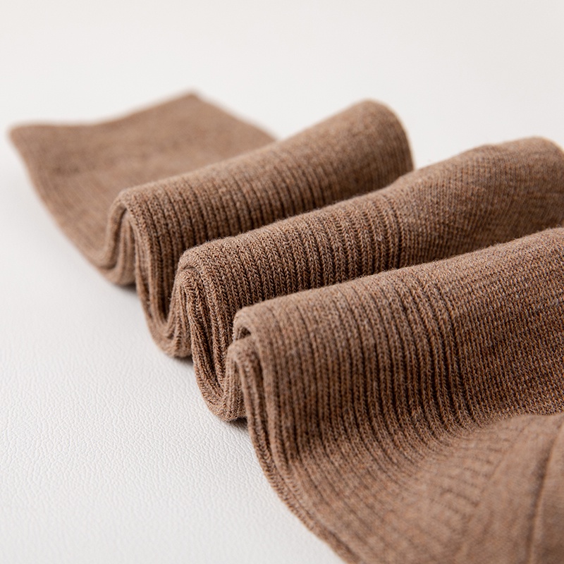 Vớ cotton cổ cao nửa kim đôi màu trơn phong cách Harajuku phối thoải mái cho nữ