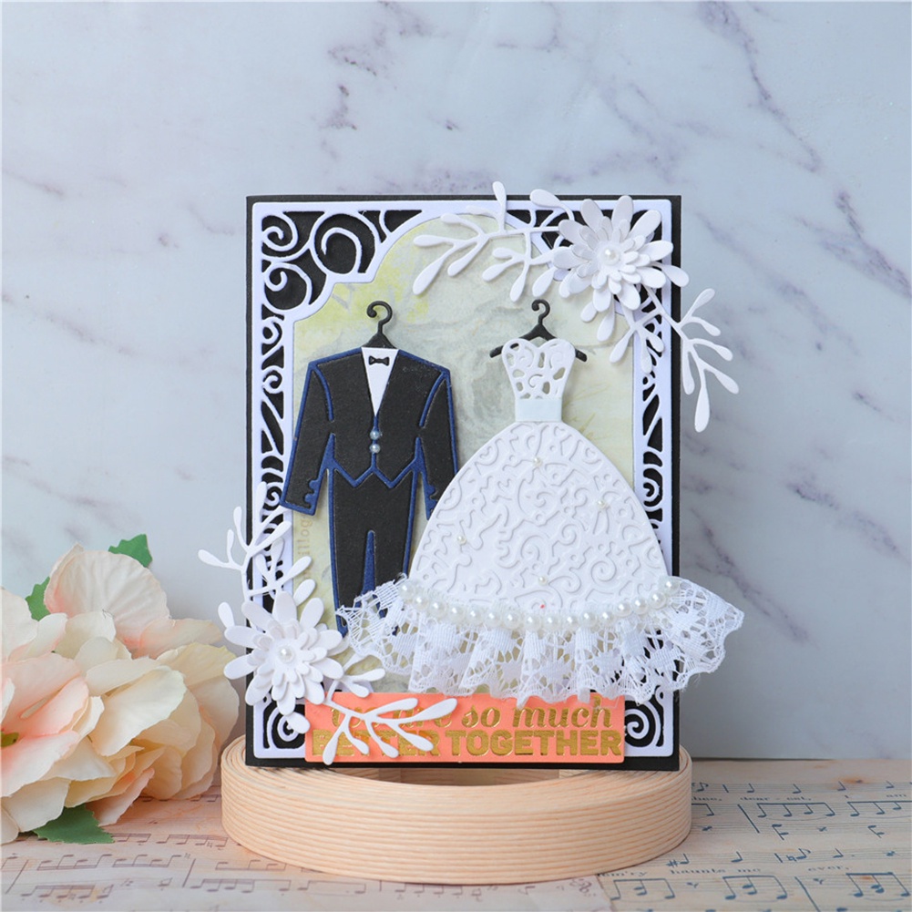 【Green】Wedding Dress Suit Cutting Dies DIY Scrapbook Emboss Paper Cards Stencil Mold