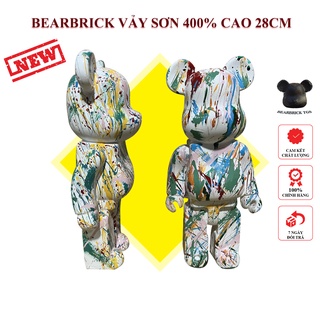 Bearbrick, gấu bearbrick, gấu bạo lực vảy sơn 400% cao 28cm, bearbrick tgs