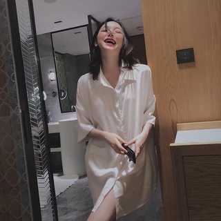 Áo sơ mi ngủ vải voan thời trang xuân thu 2021 gới cảm cho phải nữ