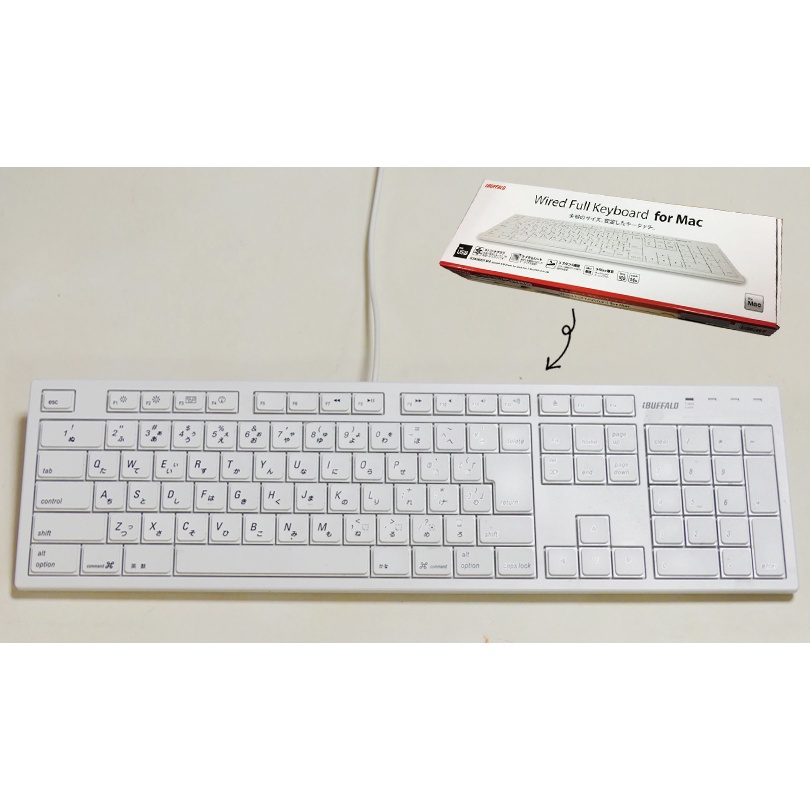 Bàn phím  dây Buffalo dành cho Mac BSKBM01WH