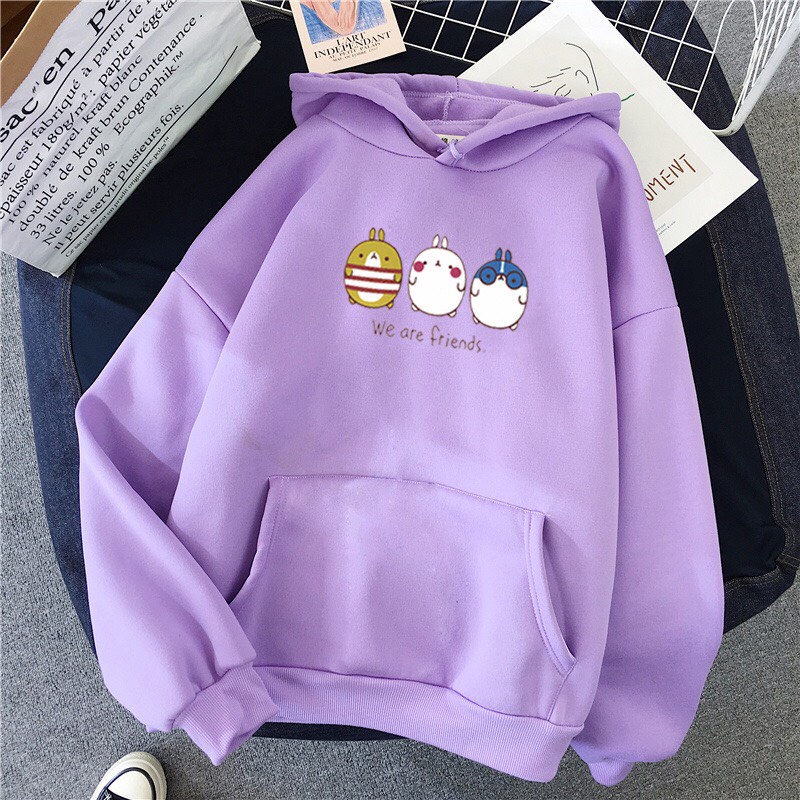 Áo Hoodie From Rộng Unisex Hoạt Hình Thỏ WE ARE FRIENDS Cute , Vải Nỉ Mềm Mại  Phong Cách  HOT TREND TTSPA0110