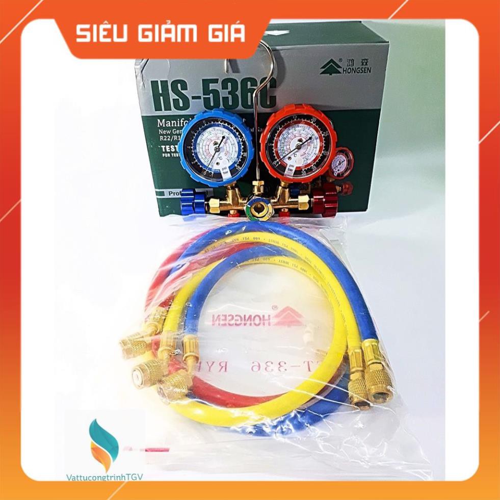 Bộ đồng hồ nạp Gas đôi + 03 dây gas HONGSEN HS-536C