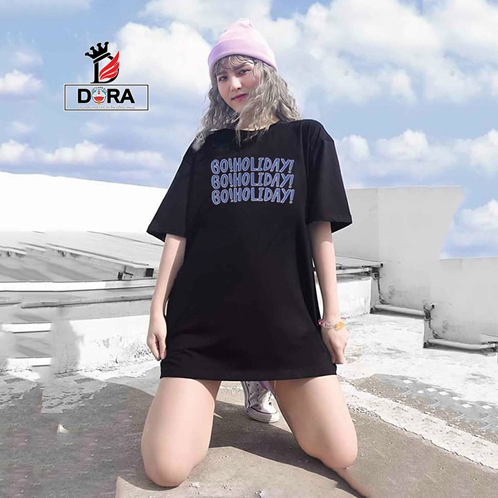 Áo thun cotton Thái tay lỡ unisex cặp đôi phối chữ dễ thương nhiều màu
